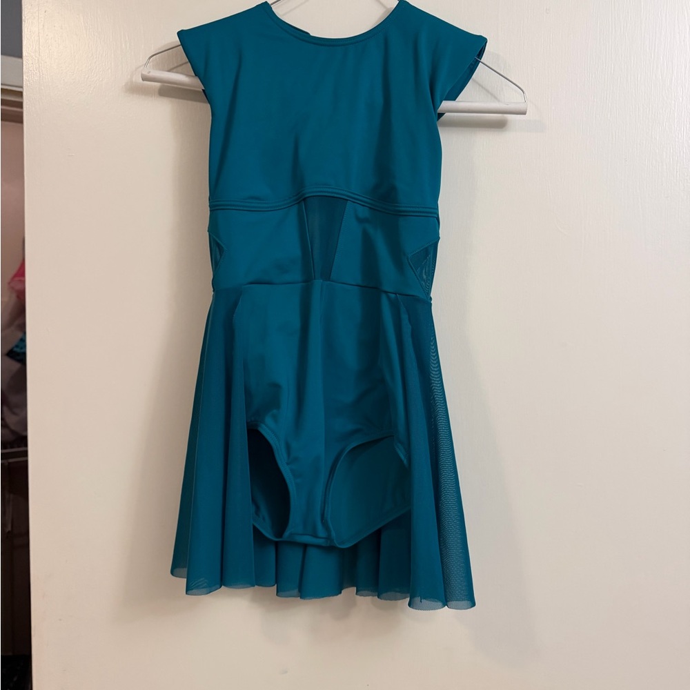 Teal Sleeveless Dance Leotard Dress